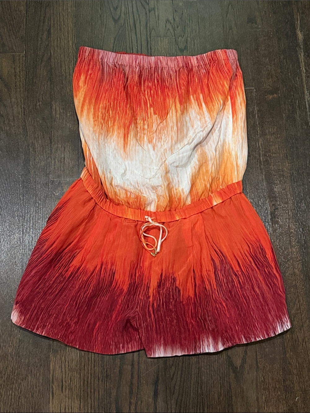 Haute Hippie Women's Tie-Dye Orange Red Stretch-Waist Romper - Medium